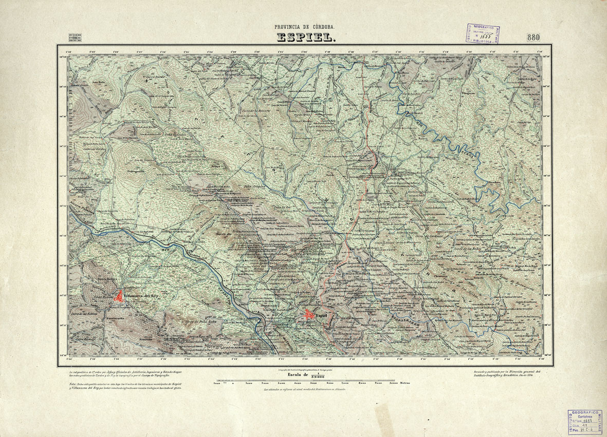 (N:18668) MAPA TOPOGRAFICO DE ESPANA - Espiel - Foglio 880 (B0015117) Carte e stampe antiche: riproduzione a colori su carta (formato A1)