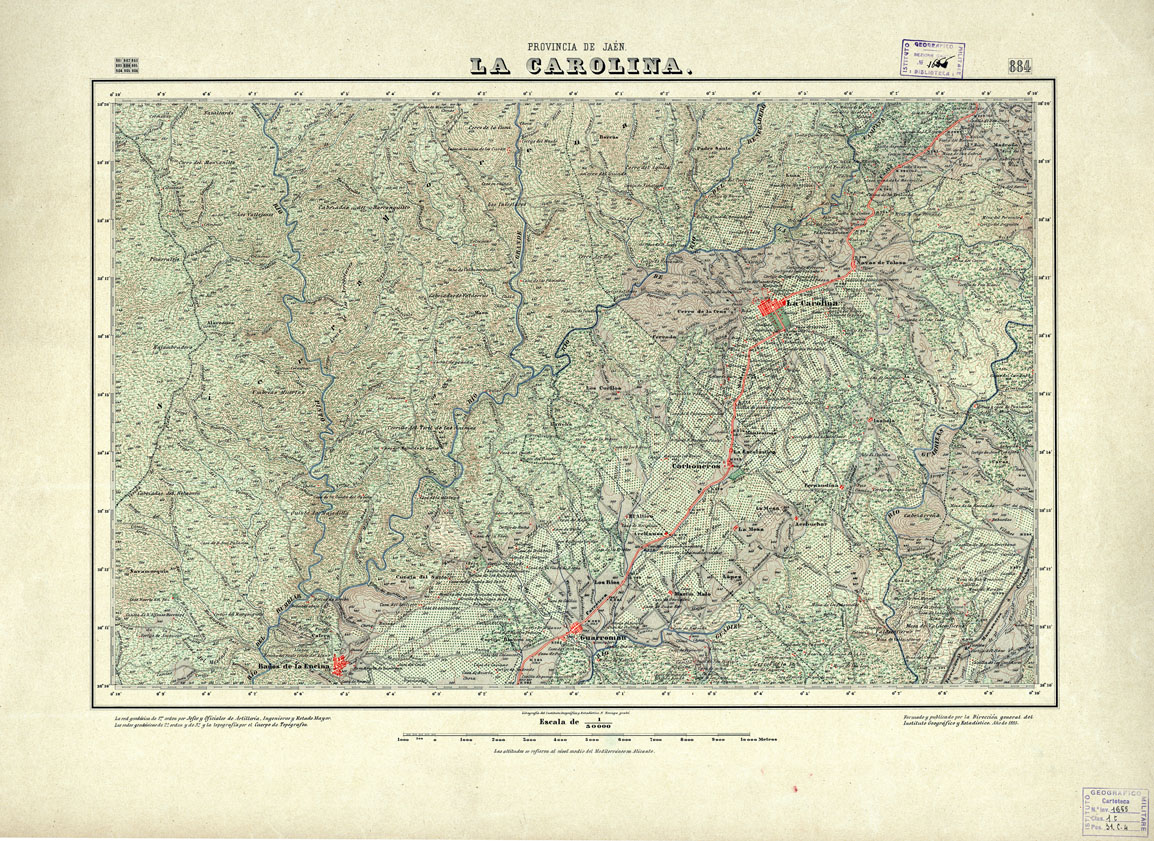 (N:18676) MAPA TOPOGRAFICO DE ESPANA - La Carolina - Foglio 884 (B0015123) Carte e stampe antiche: riproduzione a colori su carta (formato A1)