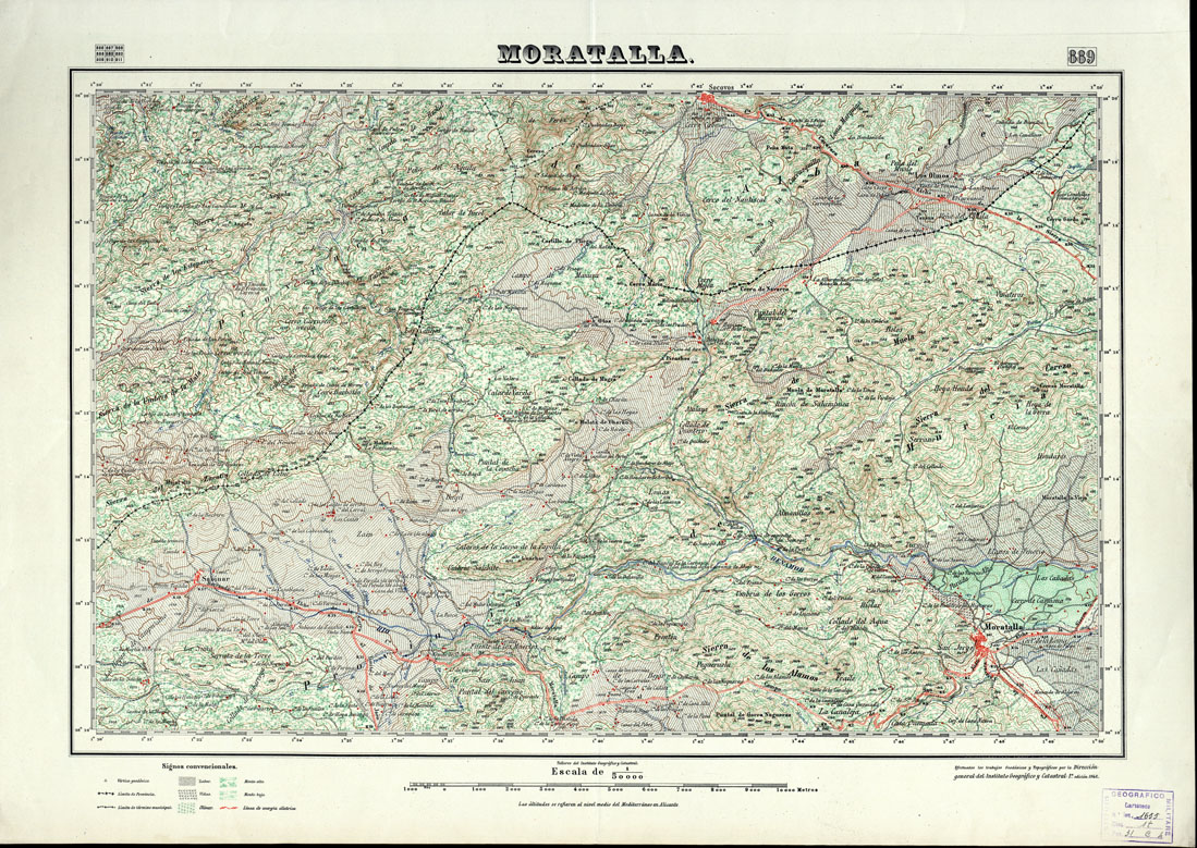 (N:18681) MAPA TOPOGRAFICO DE ESPANA - Moratella - Foglio 889 (B0015128) Carte e stampe antiche: riproduzione a colori su carta (formato A1)