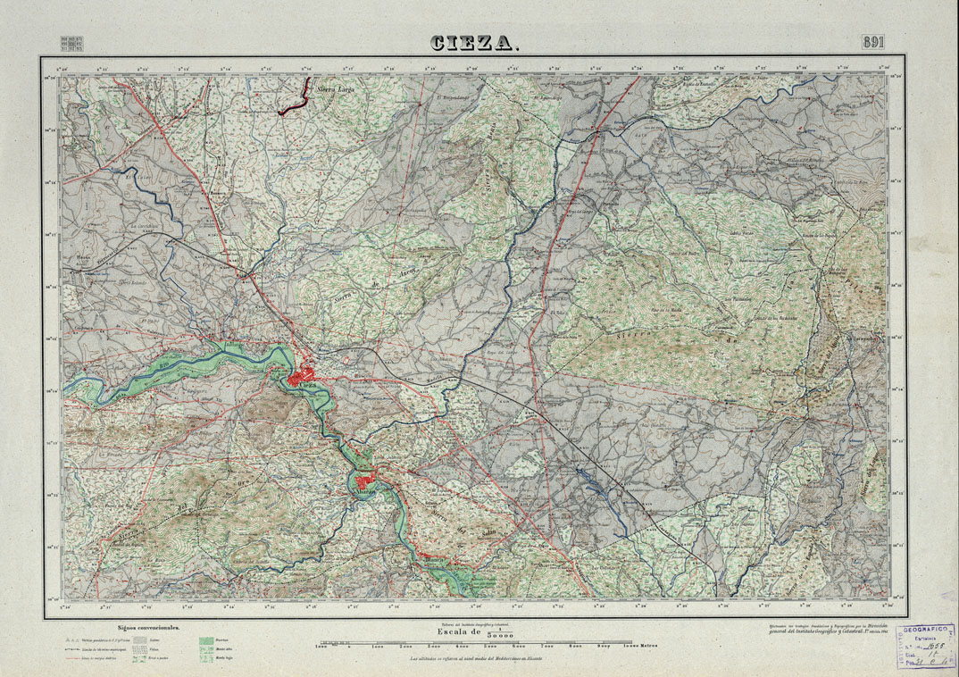(N:18683) MAPA TOPOGRAFICO DE ESPANA - Cieza - Foglio 891 (B0015130) Carte e stampe antiche: riproduzione a colori su carta (formato A1)