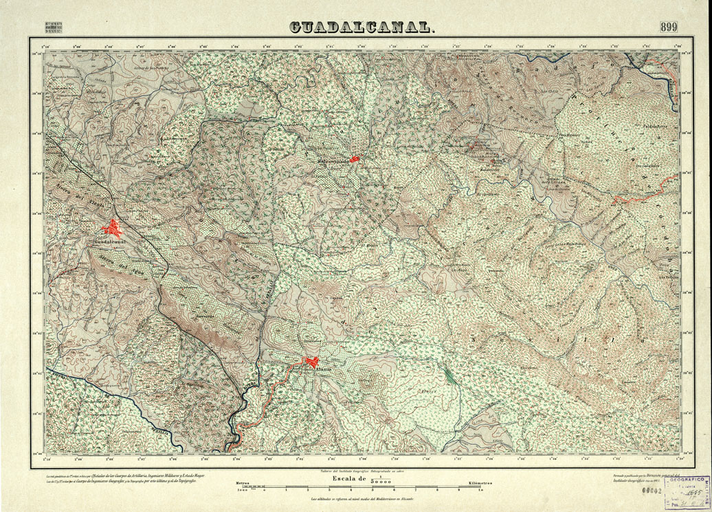 (N:18684) MAPA TOPOGRAFICO DE ESPANA - Guadalcanal - Foglio 899 (B0015131) Carte e stampe antiche: riproduzione a colori su carta (formato A1)