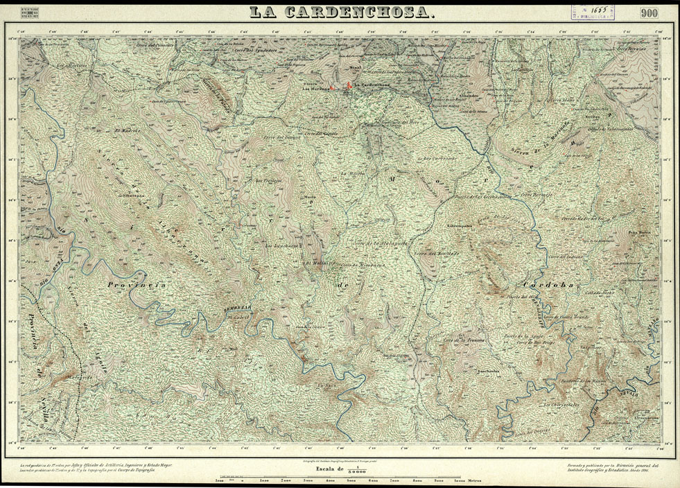 (N:18685) MAPA TOPOGRAFICO DE ESPANA - La Cardenchosa - Foglio 900 (B0015132) Carte e stampe antiche: riproduzione a colori su carta (formato A1)