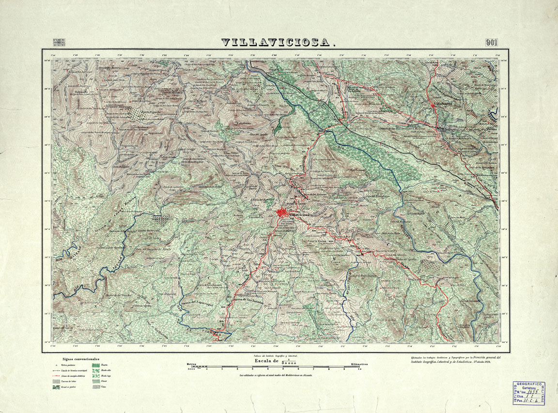 (N:18688) MAPA TOPOGRAFICO DE ESPANA - Villaviciosa - Foglio 901 (B0015135) Carte e stampe antiche: riproduzione a colori su carta (formato A1)