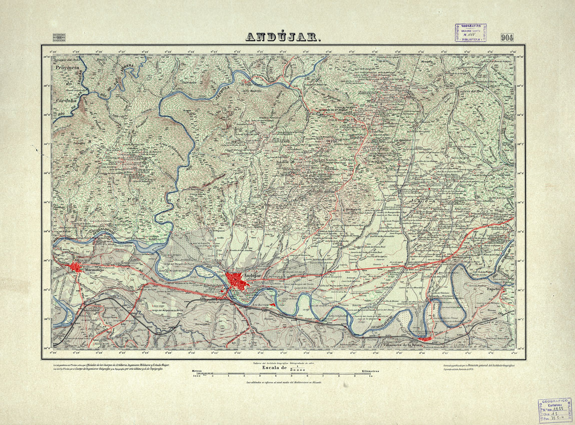 (N:18691) MAPA TOPOGRAFICO DE ESPANA - Andujar - Foglio 904 (B0015138) Carte e stampe antiche: riproduzione a colori su carta (formato A1)