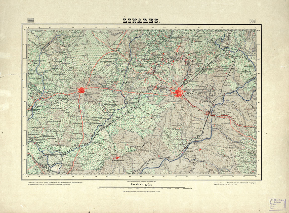 (N:18692) MAPA TOPOGRAFICO DE ESPANA - Linares - Foglio 905 (B0015139) Carte e stampe antiche: riproduzione a colori su carta (formato A1)