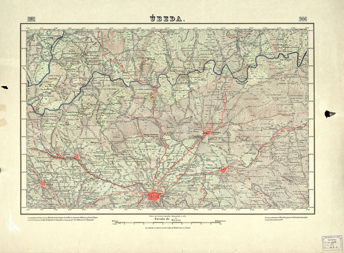 (N:18693) MAPA TOPOGRAFICO DE ESPANA - Ubeda - Foglio 906 (B0015140) Carte e stampe antiche: riproduzione a colori su carta (formato A1)