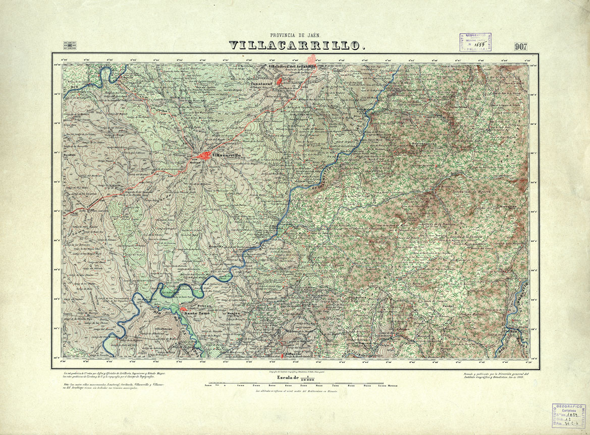 (N:18694) MAPA TOPOGRAFICO DE ESPANA - Villacarrillo - Foglio 907 (B0015141) Carte e stampe antiche: riproduzione a colori su carta (formato A1)