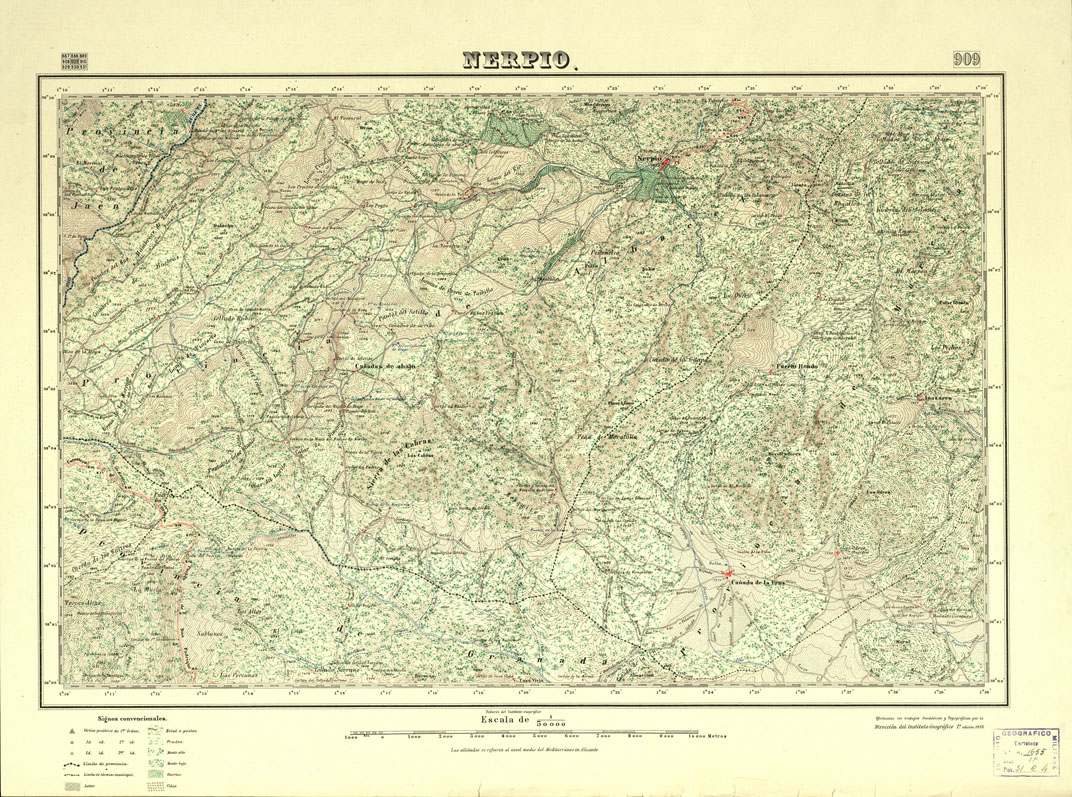 (N:18696) MAPA TOPOGRAFICO DE ESPANA - Nerpio - Foglio 909 (B0015143) Carte e stampe antiche: riproduzione a colori su carta (formato A1)