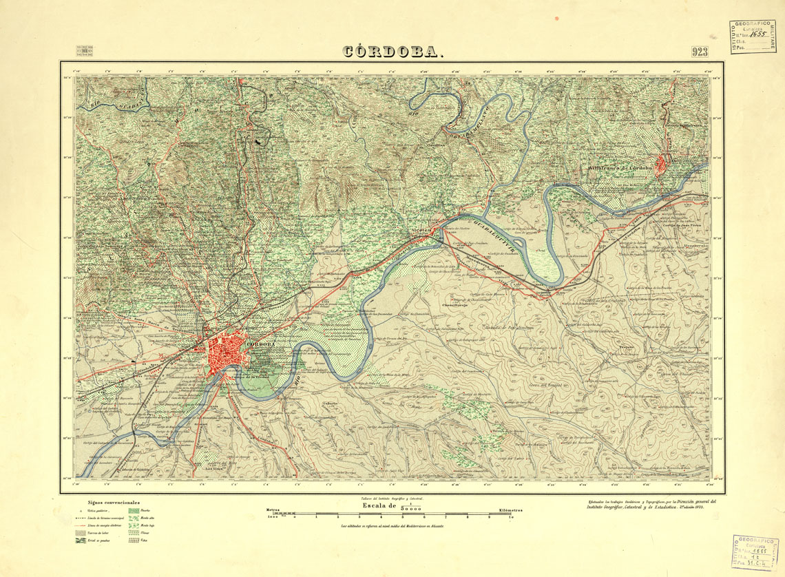 (N:18707) MAPA TOPOGRAFICO DE ESPANA - Cordoba - Foglio 923 (B0015154) Carte e stampe antiche: riproduzione a colori su carta (formato A1)