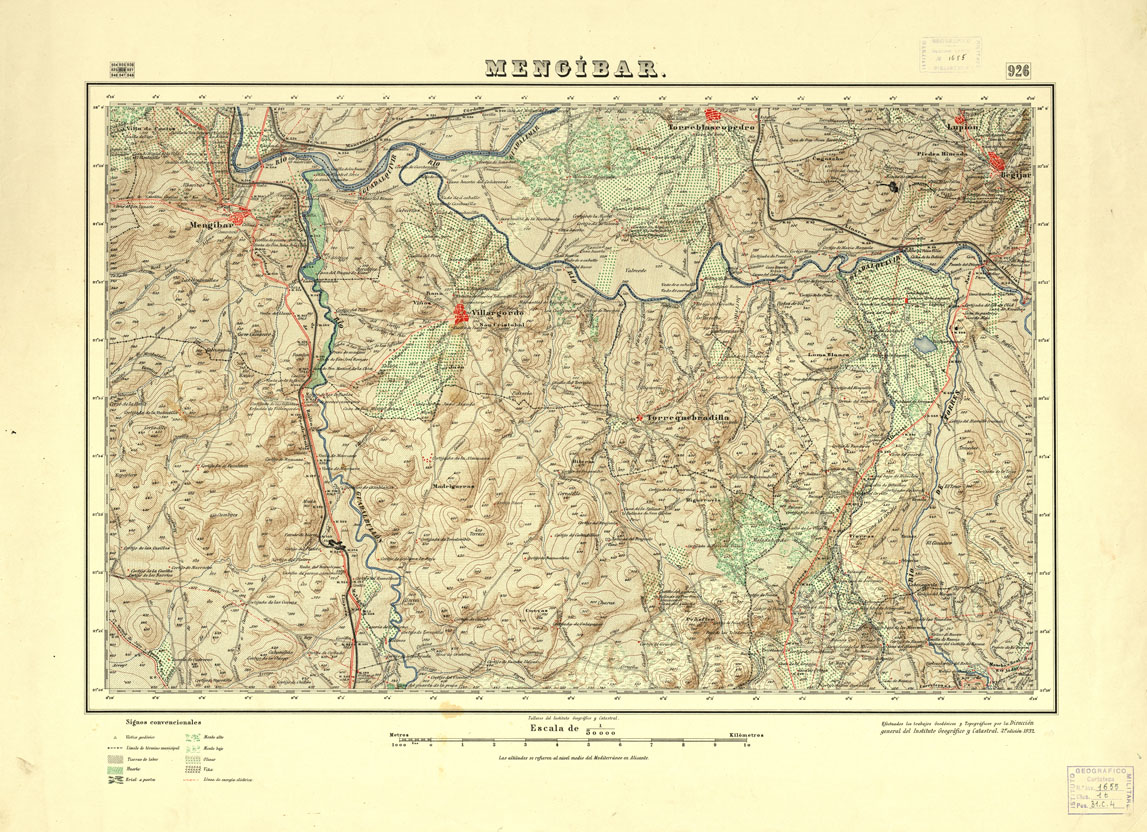 (N:18710) MAPA TOPOGRAFICO DE ESPANA - Mengibar - Foglio 926 (B0015157) Carte e stampe antiche: riproduzione a colori su carta (formato A1)