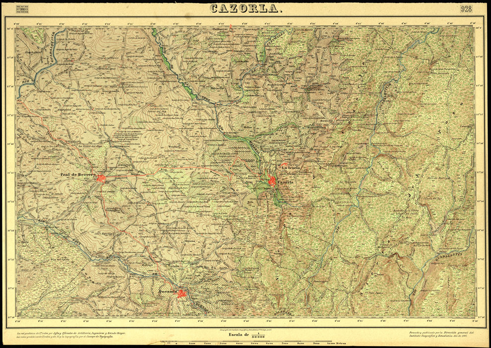 (N:18712) MAPA TOPOGRAFICO DE ESPANA - Cazorla - Foglio 928 (B0015159) Carte e stampe antiche: riproduzione a colori su carta (formato A1)