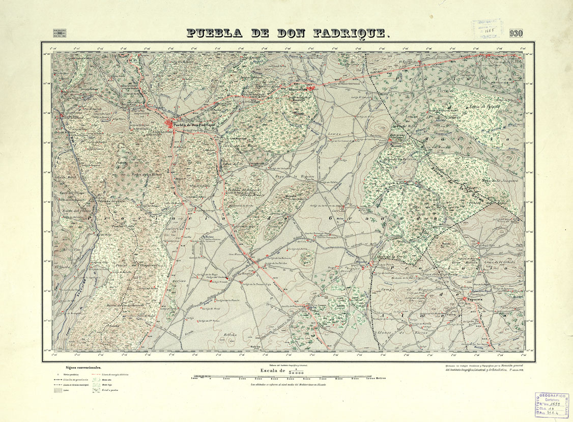 (N:18715) MAPA TOPOGRAFICO DE ESPANA - Puebla de Don Fabrique - Foglio 930 (B0015162) Carte e stampe antiche: riproduzione a colori su carta (formato A1)