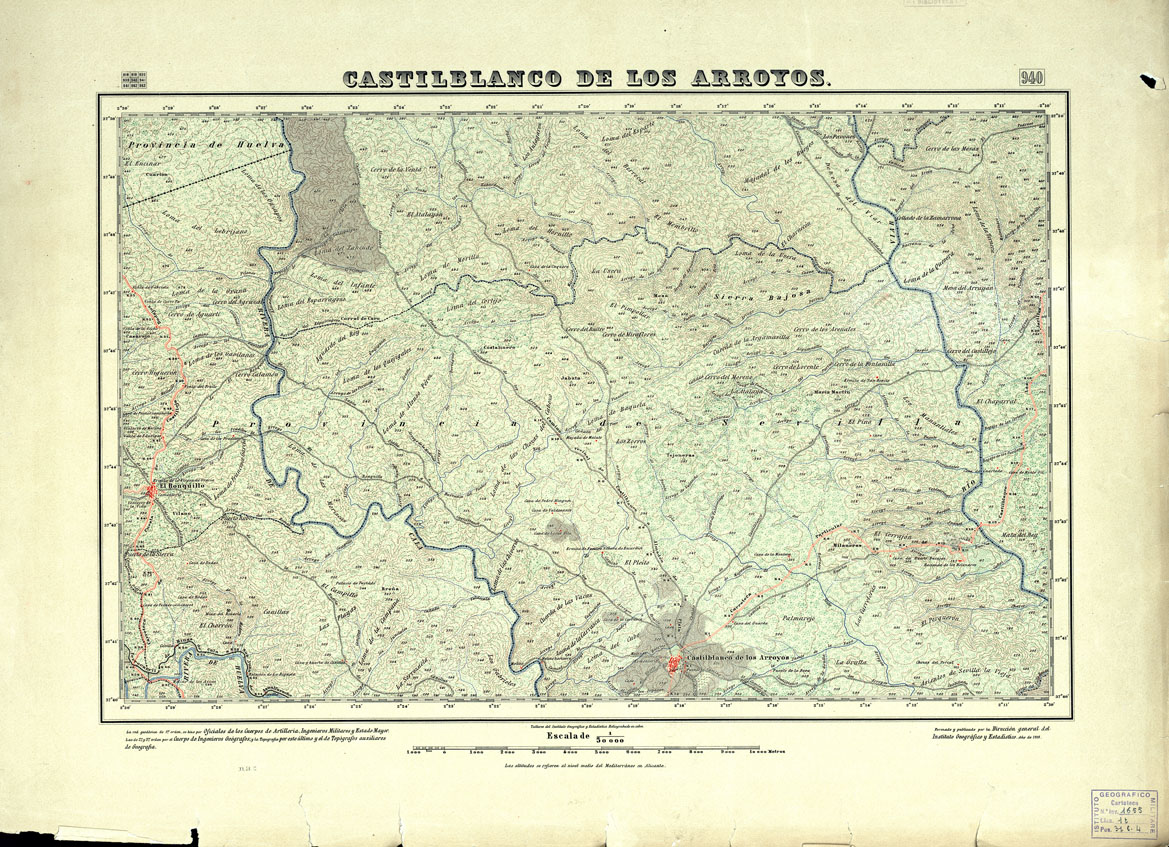 (N:18721) MAPA TOPOGRAFICO DE ESPANA - Castiblanco de Los Arroyos - Foglio 940 (B0015168) Carte e stampe antiche: riproduzione a colori su carta (formato A1)