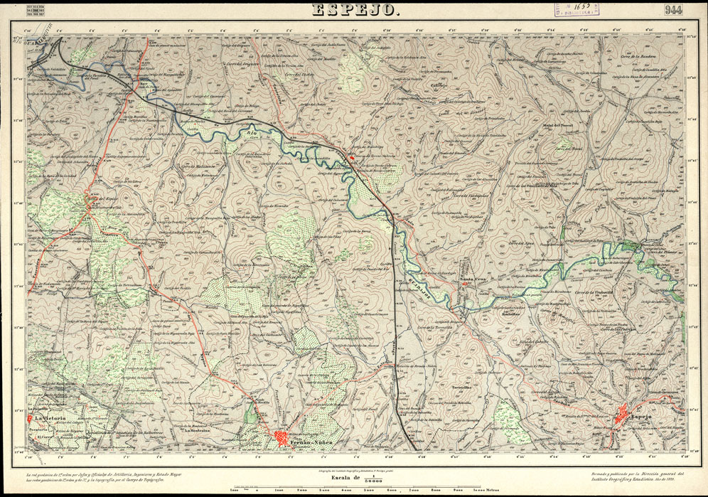 (N:18726) MAPA TOPOGRAFICO DE ESPANA - Espejo - Foglio 944 (B0015173) Carte e stampe antiche: riproduzione a colori su carta (formato A1)