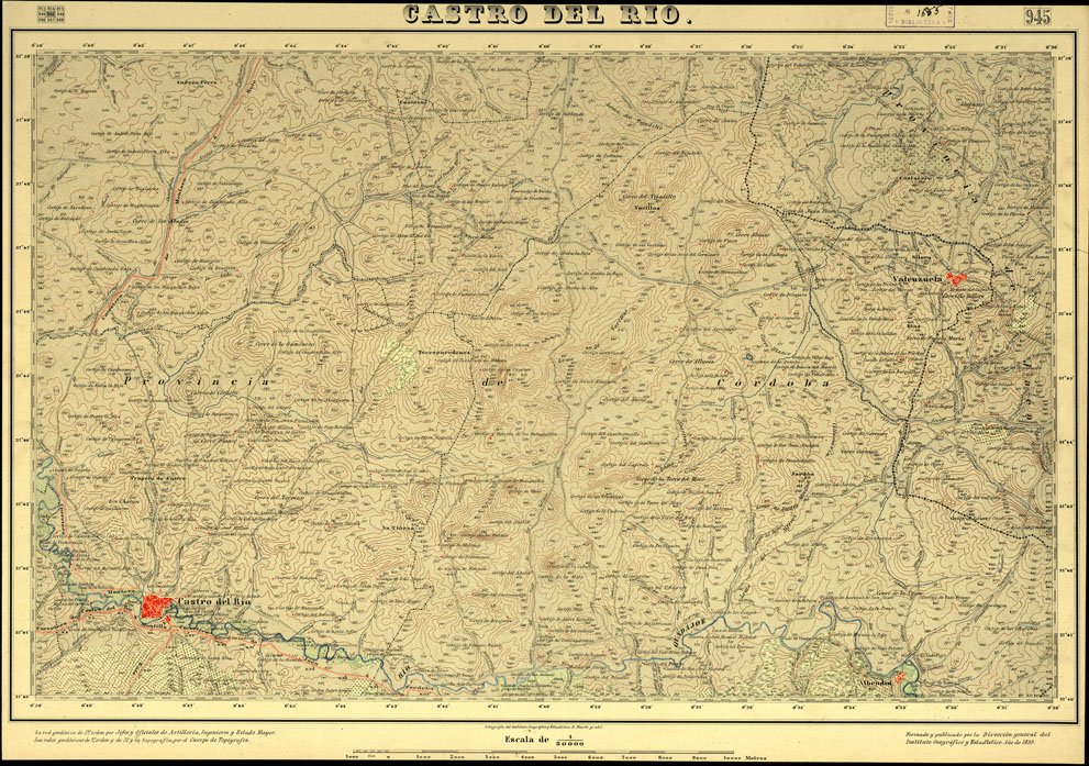 (N:18728) MAPA TOPOGRAFICO DE ESPANA - Castro de Rio - Foglio 945 (B0015175) Carte e stampe antiche: riproduzione a colori su carta (formato A1)