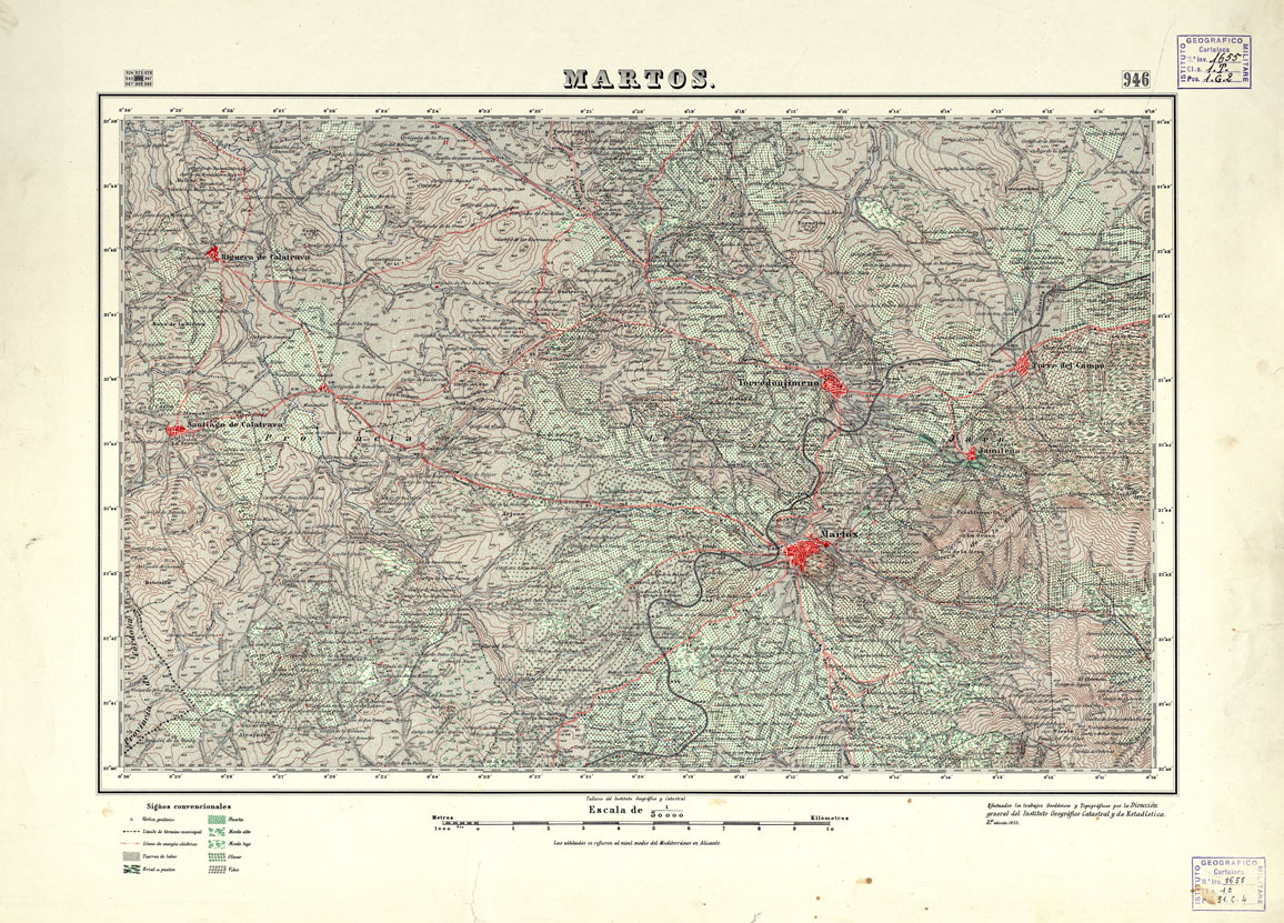 (N:18730) MAPA TOPOGRAFICO DE ESPANA - Martos - Foglio 946 (B0015177) Carte e stampe antiche: riproduzione a colori su carta (formato A1)