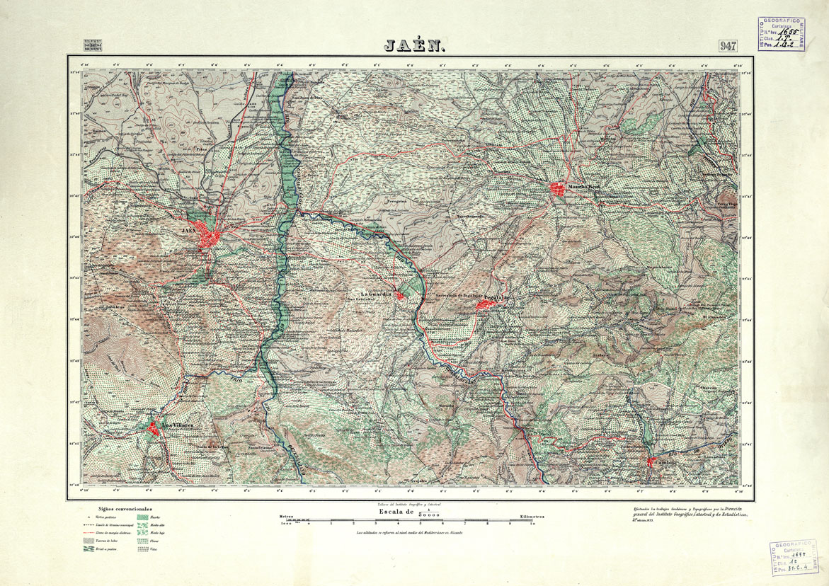 (N:18734) MAPA TOPOGRAFICO DE ESPANA - Jaen - Foglio 947 (B0015179) Carte e stampe antiche: riproduzione a colori su carta (formato A1)