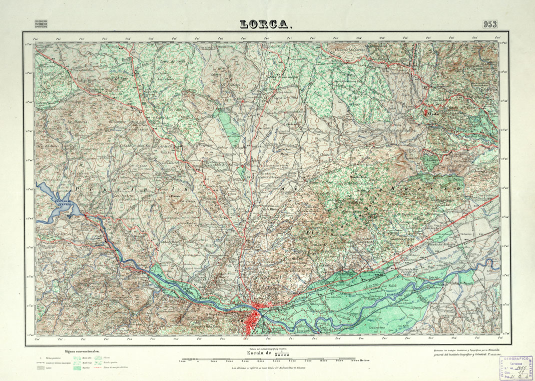 (N:18738) MAPA TOPOGRAFICO DE ESPANA - Lorca - Foglio 953 (B0015185) Carte e stampe antiche: riproduzione a colori su carta (formato A1)