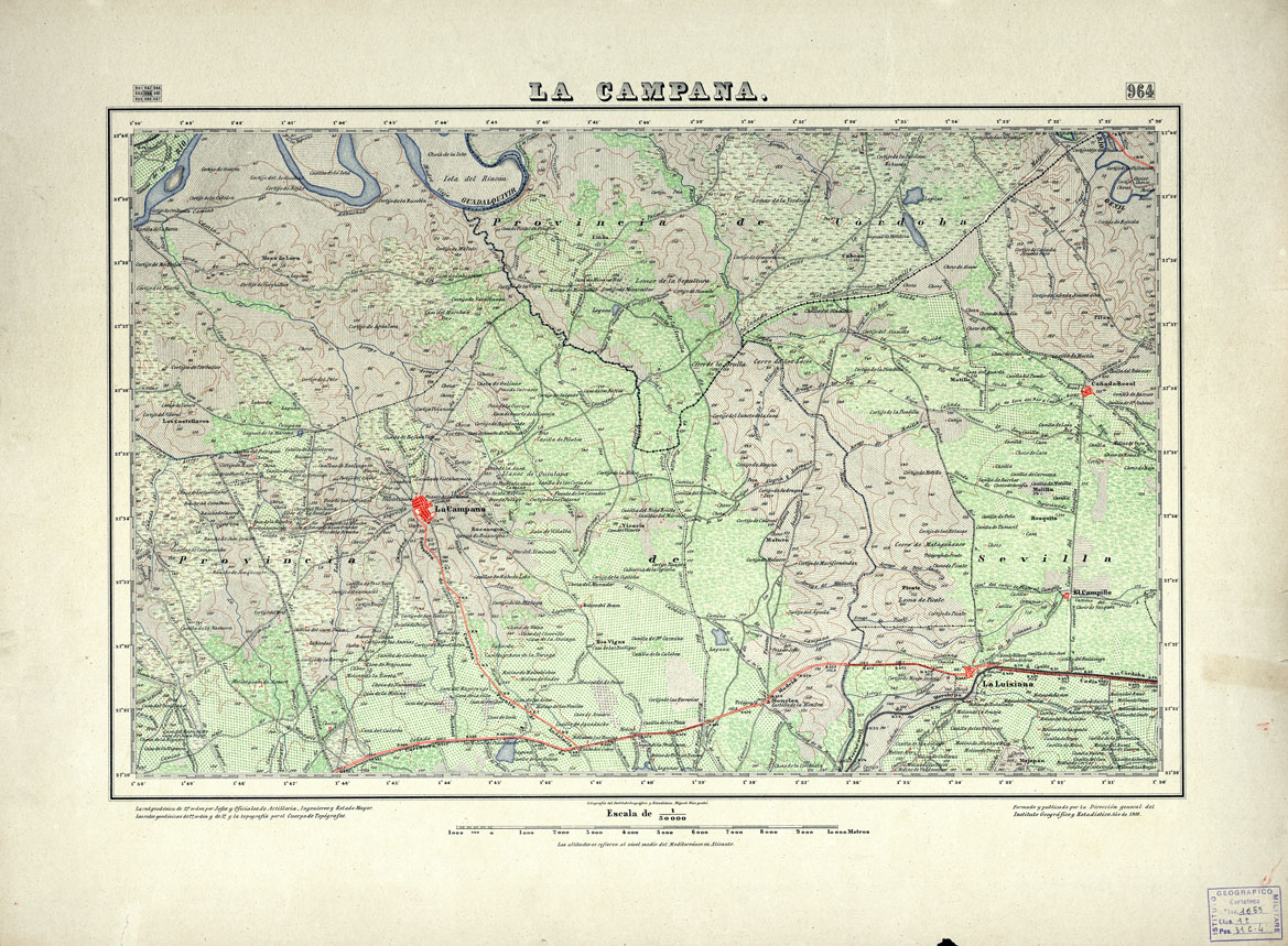 (N:18743) MAPA TOPOGRAFICO DE ESPANA - La Campana - Foglio 964 (B0015190) Carte e stampe antiche: riproduzione a colori su carta (formato A1)