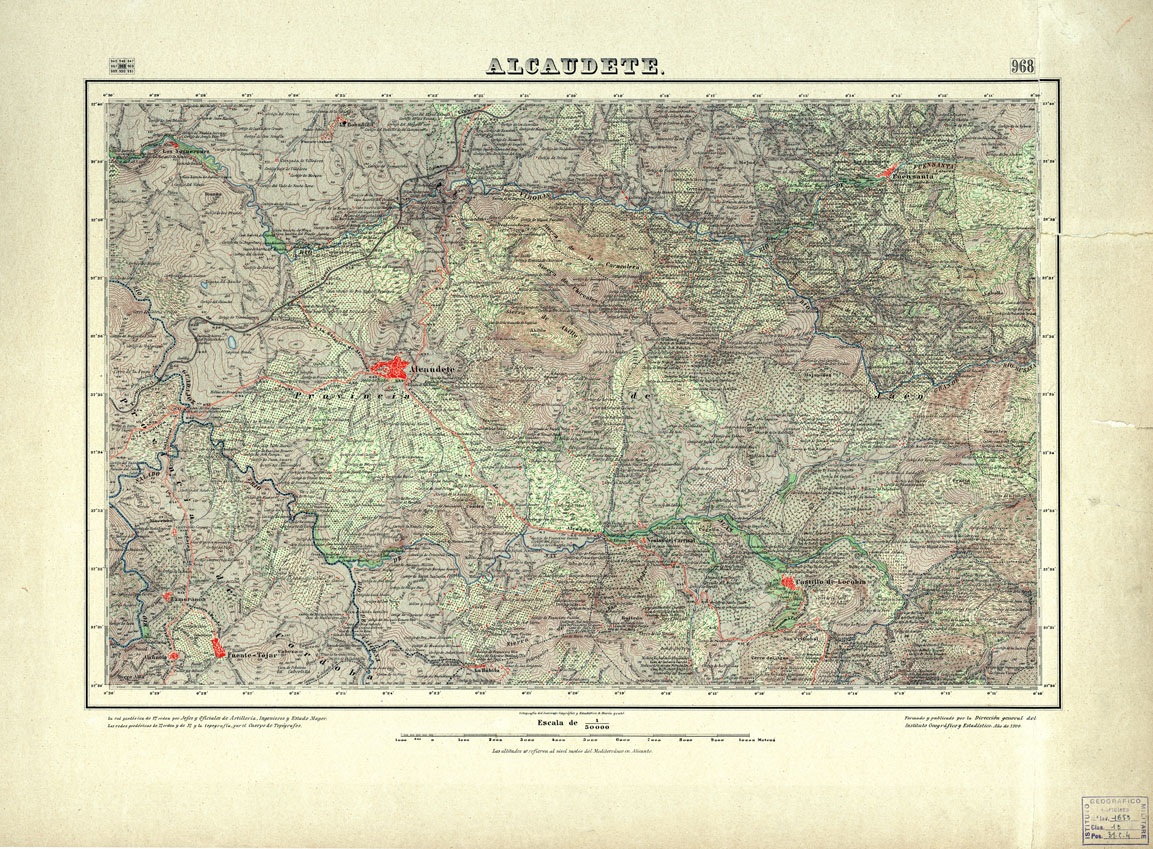(N:18748) MAPA TOPOGRAFICO DE ESPANA - Alcaudete - Foglio 968 (B0015195) Carte e stampe antiche: riproduzione a colori su carta (formato A1)