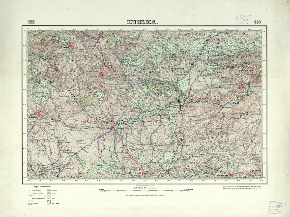 (N:18750) MAPA TOPOGRAFICO DE ESPANA - Huelma - Foglio 970 (B0015197) Carte e stampe antiche: riproduzione a colori su carta (formato A1)