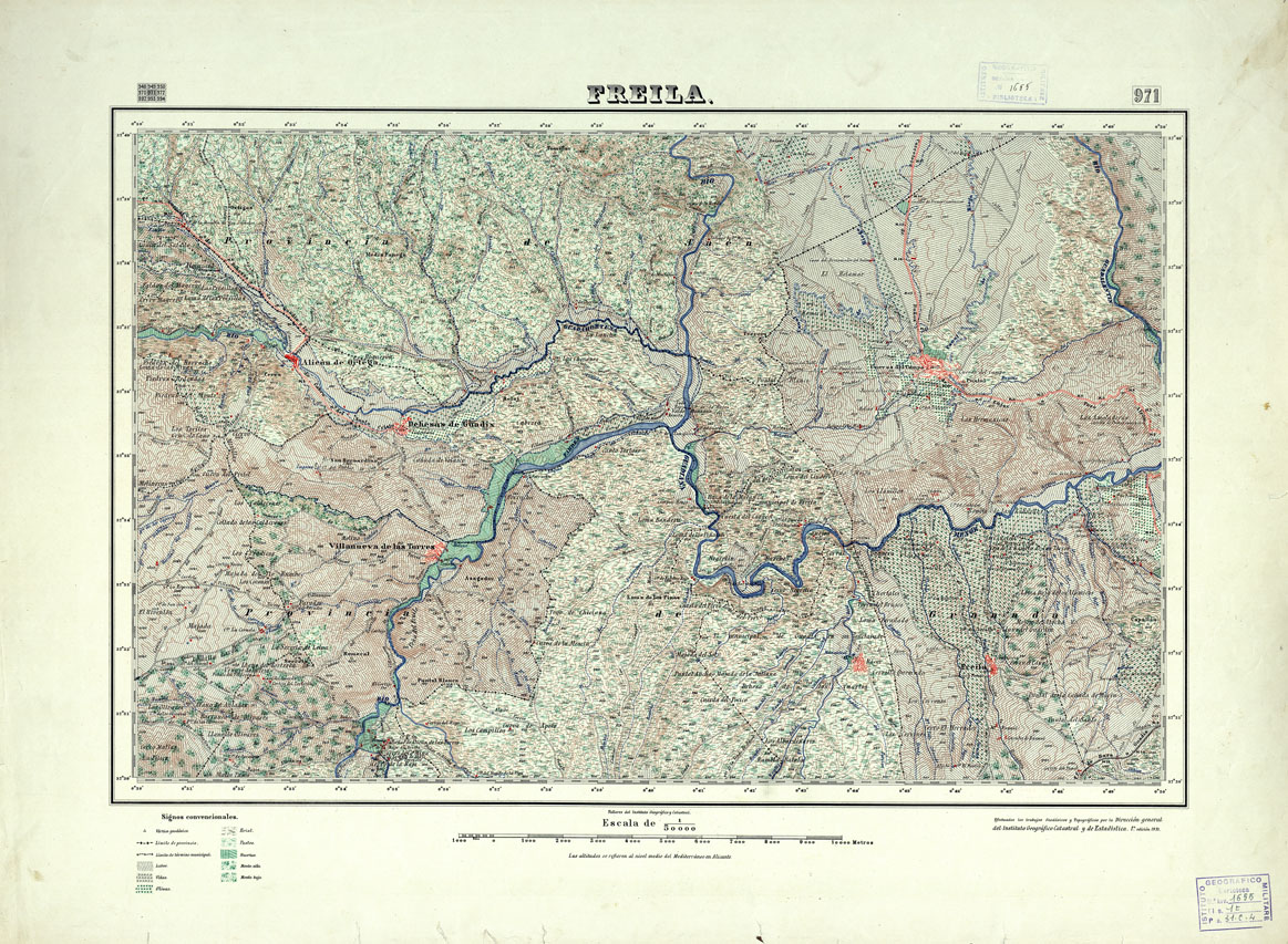 (N:18751) MAPA TOPOGRAFICO DE ESPANA - Freila - Foglio 971 (B0015198) Carte e stampe antiche: riproduzione a colori su carta (formato A1)