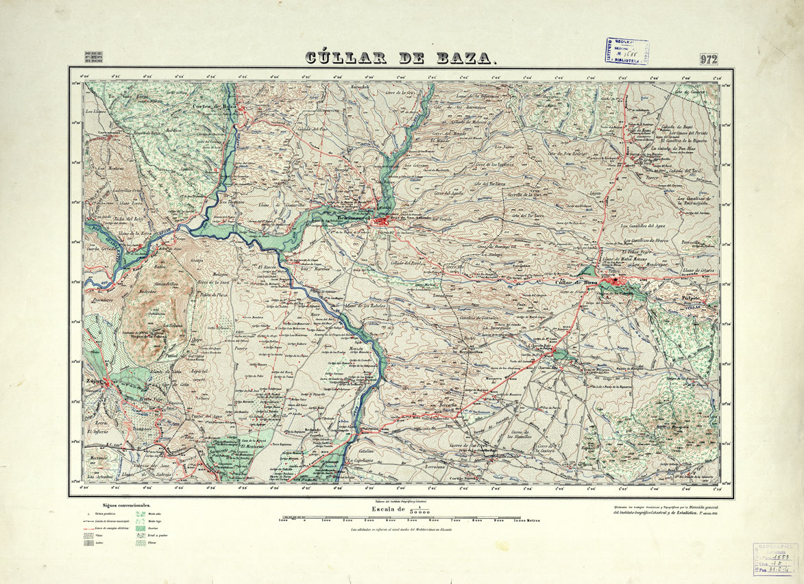 (N:18752) MAPA TOPOGRAFICO DE ESPANA - Cullar de Baza - Foglio 972 (B0015199) Carte e stampe antiche: riproduzione a colori su carta (formato A1)