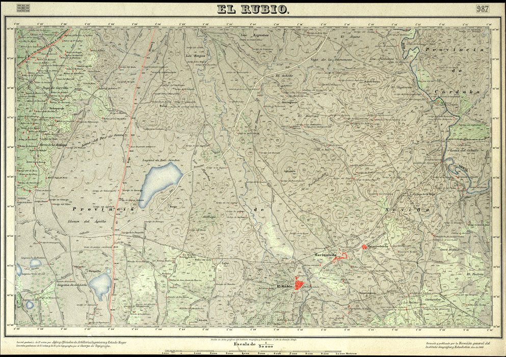 (N:18759) MAPA TOPOGRAFICO DE ESPANA - El Rubio - Foglio 987 (B0015206) Carte e stampe antiche: riproduzione a colori su carta (formato A1)