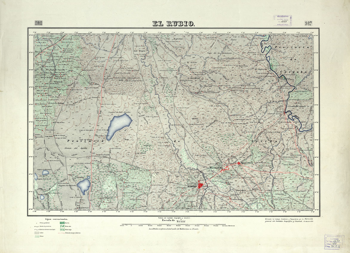 (N:18760) MAPA TOPOGRAFICO DE ESPANA - El Rubio - Foglio 987 (B0015207) Carte e stampe antiche: riproduzione a colori su carta (formato A1)