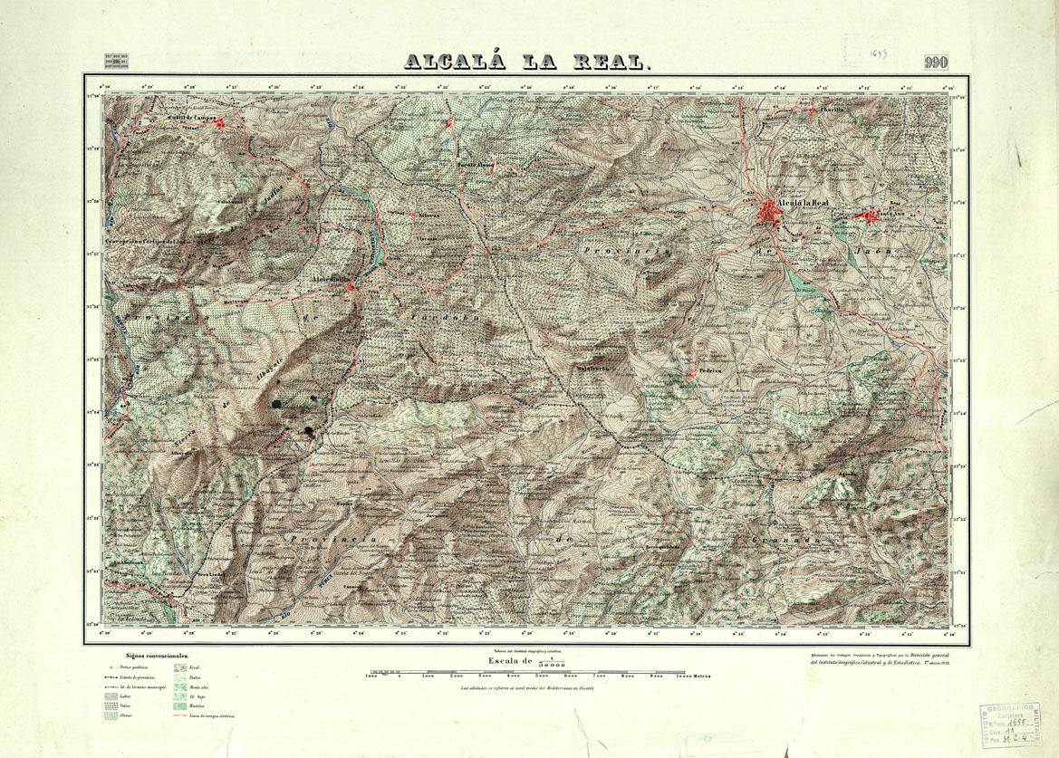 (N:18764) MAPA TOPOGRAFICO DE ESPANA - Alcala la Real - Foglio 990 (B0015211) Carte e stampe antiche: riproduzione a colori su carta (formato A1)