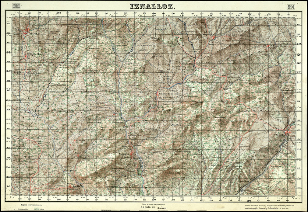 (N:18765) MAPA TOPOGRAFICO DE ESPANA - Iznalloz - Foglio 991 (B0015212) Carte e stampe antiche: riproduzione a colori su carta (formato A1)