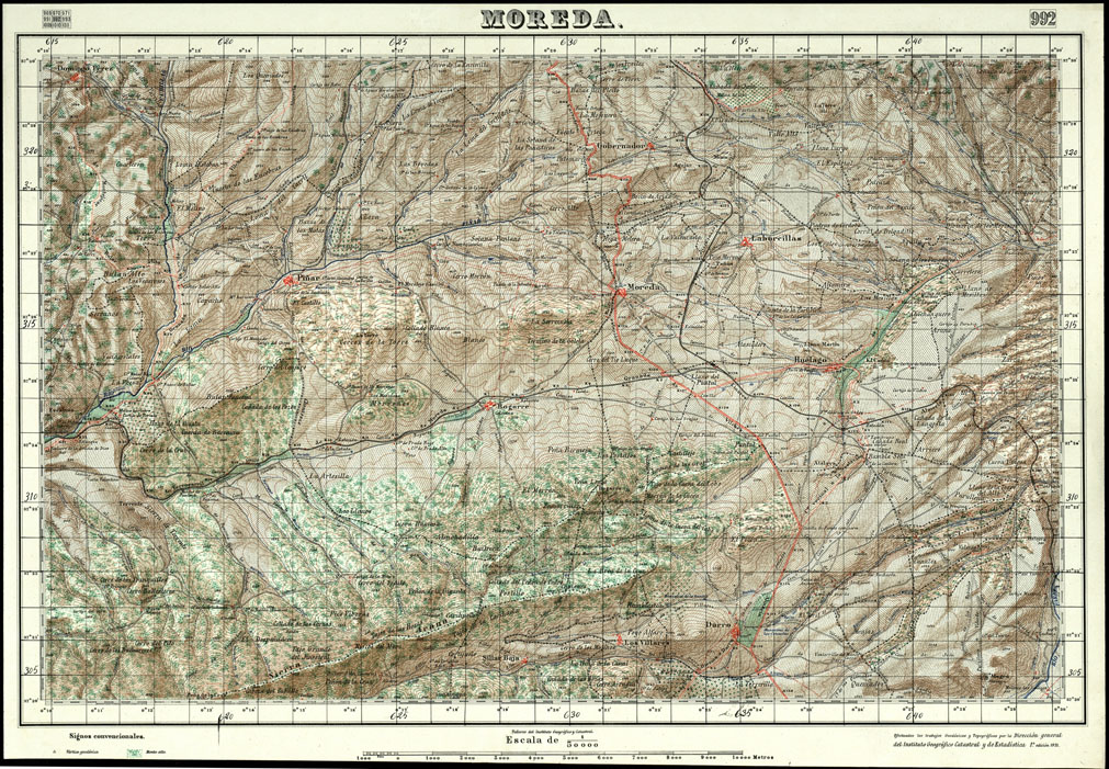 (N:18769) MAPA TOPOGRAFICO DE ESPANA - Moreda - Foglio 992 (B0015214) Carte e stampe antiche: riproduzione a colori su carta (formato A1)