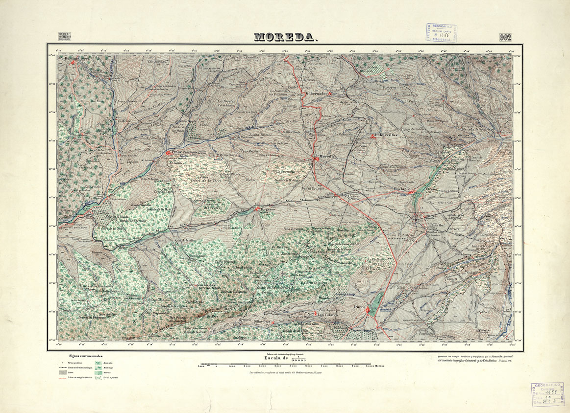 (N:18770) MAPA TOPOGRAFICO DE ESPANA - Moreda - Foglio 992 (B0015215) Carte e stampe antiche: riproduzione a colori su carta (formato A1)