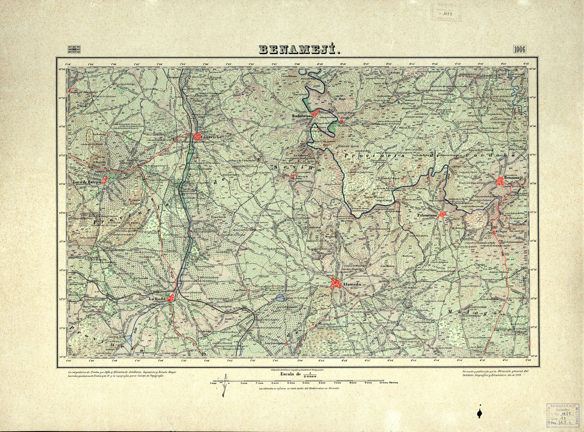 (N:18779) MAPA TOPOGRAFICO DE ESPANA - Benameji - Foglio 1006 (B0015224) Carte e stampe antiche: riproduzione a colori su carta (formato A1)
