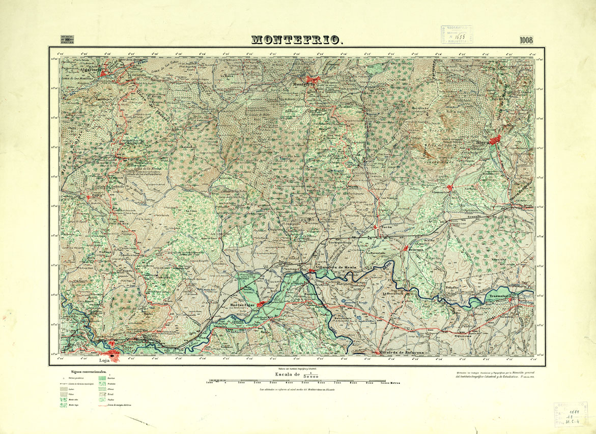(N:18782) MAPA TOPOGRAFICO DE ESPANA - Montefrio - Foglio 1008 (B0015227) Carte e stampe antiche: riproduzione a colori su carta (formato A1)