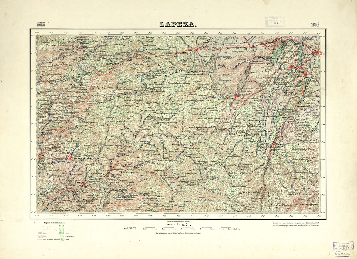 (N:18784) MAPA TOPOGRAFICO DE ESPANA - Lapeza - Foglio 1010 (B0015229) Carte e stampe antiche: riproduzione a colori su carta (formato A1)