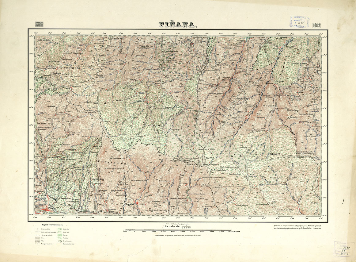 (N:18786) MAPA TOPOGRAFICO DE ESPANA - Finana - Foglio 1012 (B0015231) Carte e stampe antiche: riproduzione a colori su carta (formato A1)