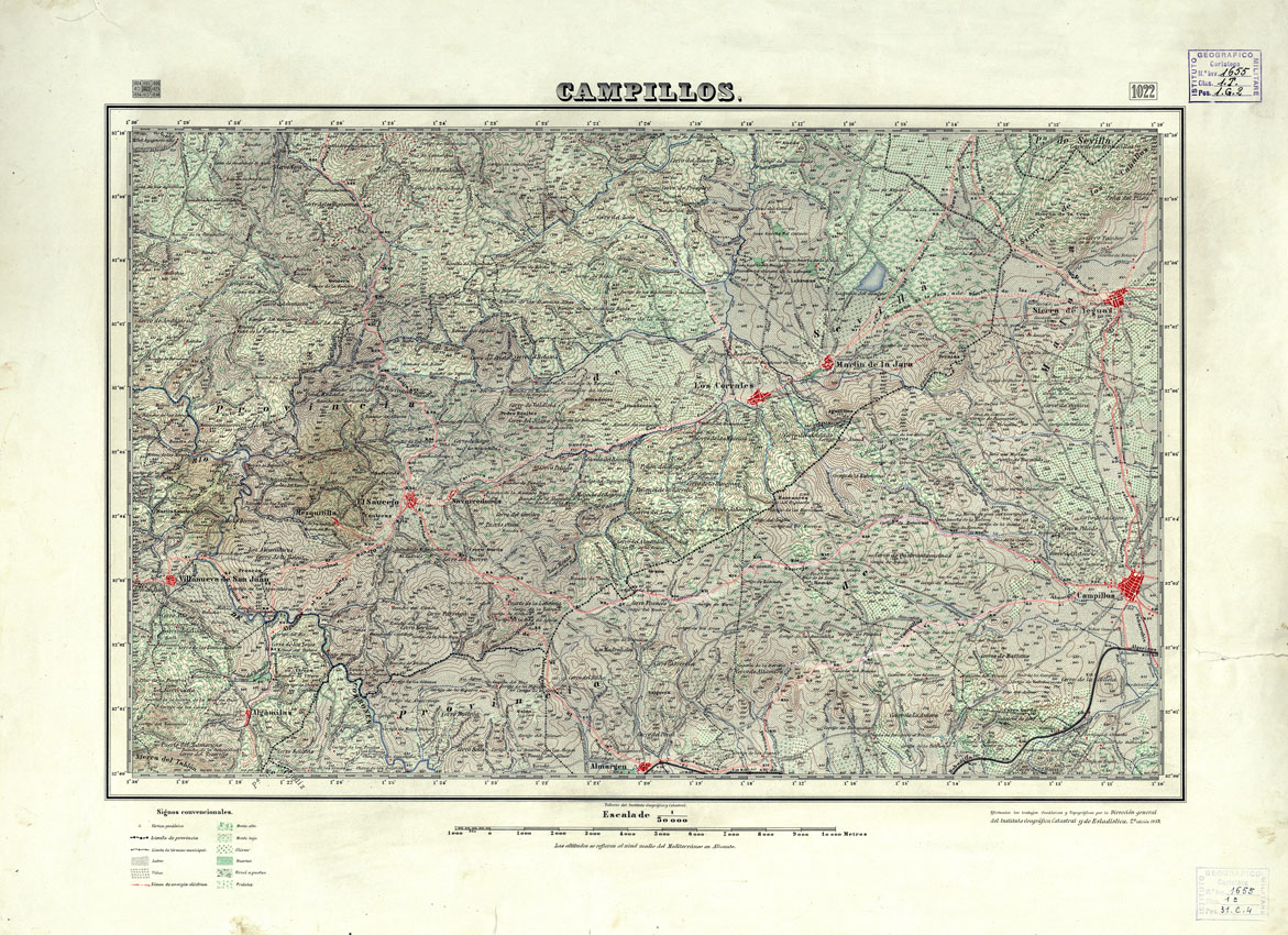 (N:18791) MAPA TOPOGRAFICO DE ESPANA - Campillos - foglio 1022 (B0015236) Carte e stampe antiche: riproduzione a colori su carta (formato A1)