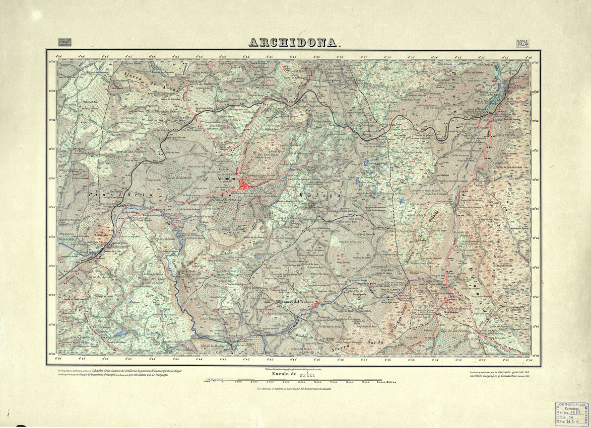 (N:18793) MAPA TOPOGRAFICO DE ESPANA - Archidona - Foglio 1024 (B0015238) Carte e stampe antiche: riproduzione a colori su carta (formato A1)