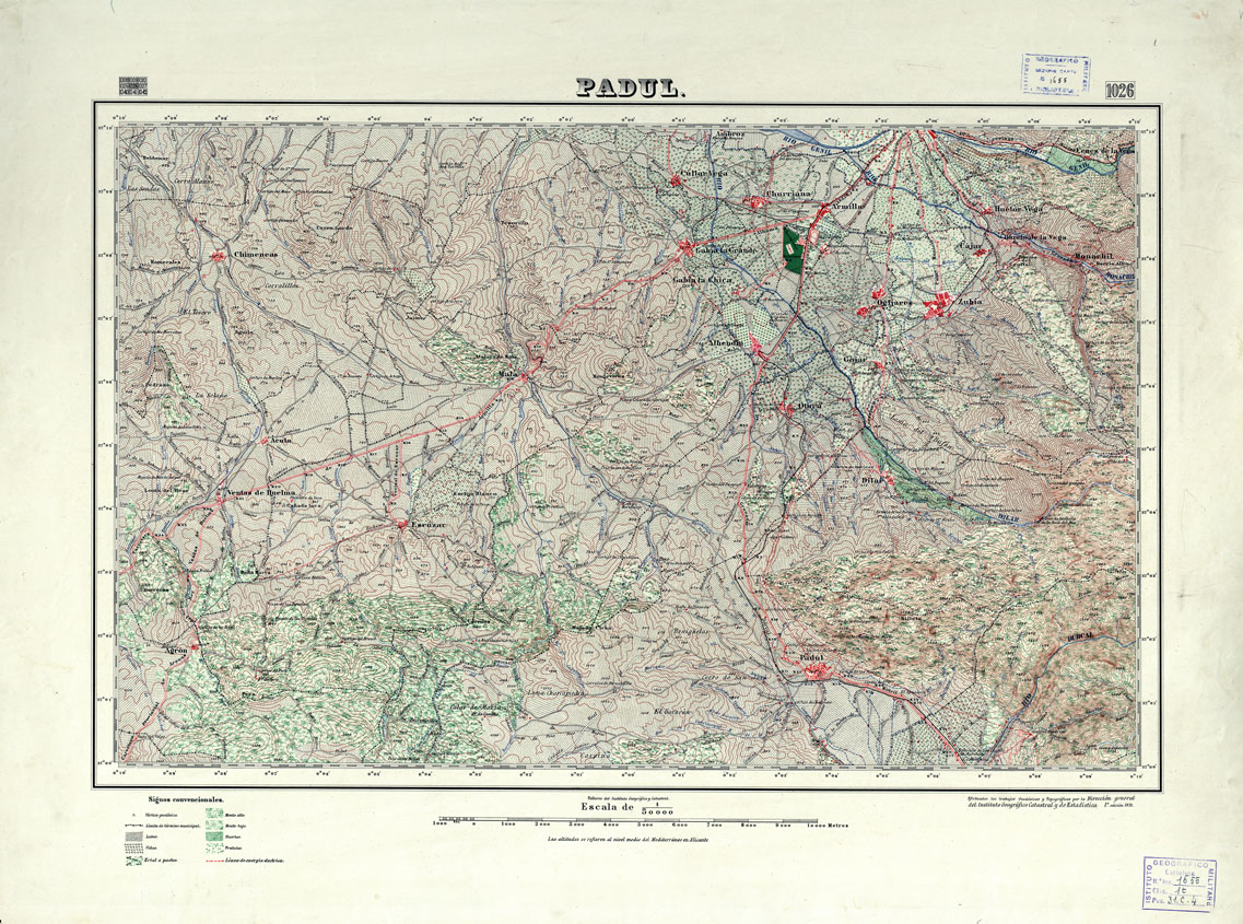 (N:18795) MAPA TOPOGRAFICO DE ESPANA - Padul - Foglio 1026 (B0015240) Carte e stampe antiche: riproduzione a colori su carta (formato A1)