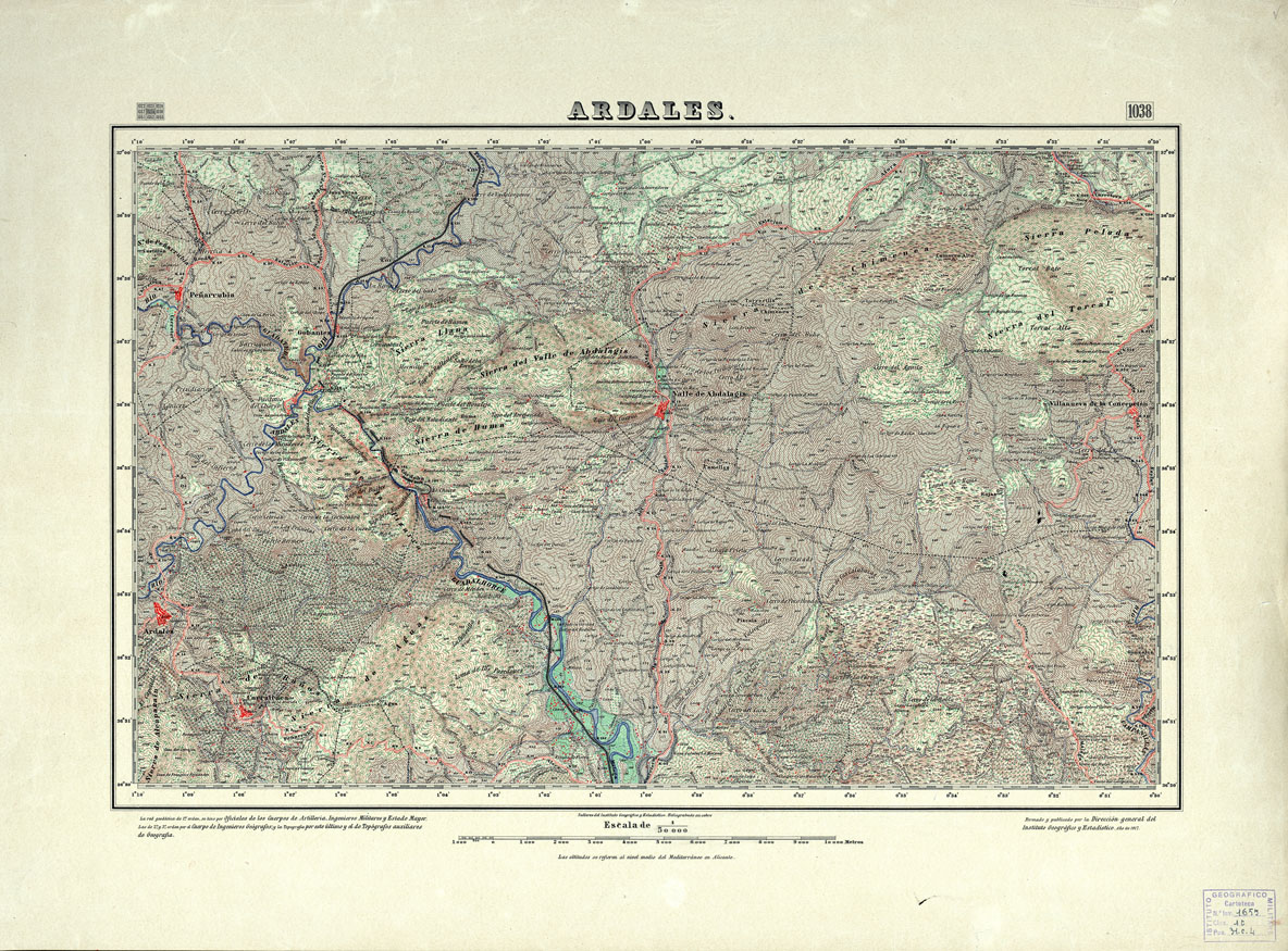 (N:18802) MAPA TOPOGRAFICO DE ESPANA - Ardales - Foglio 1038 (B0015247) Carte e stampe antiche: riproduzione a colori su carta (formato A1)