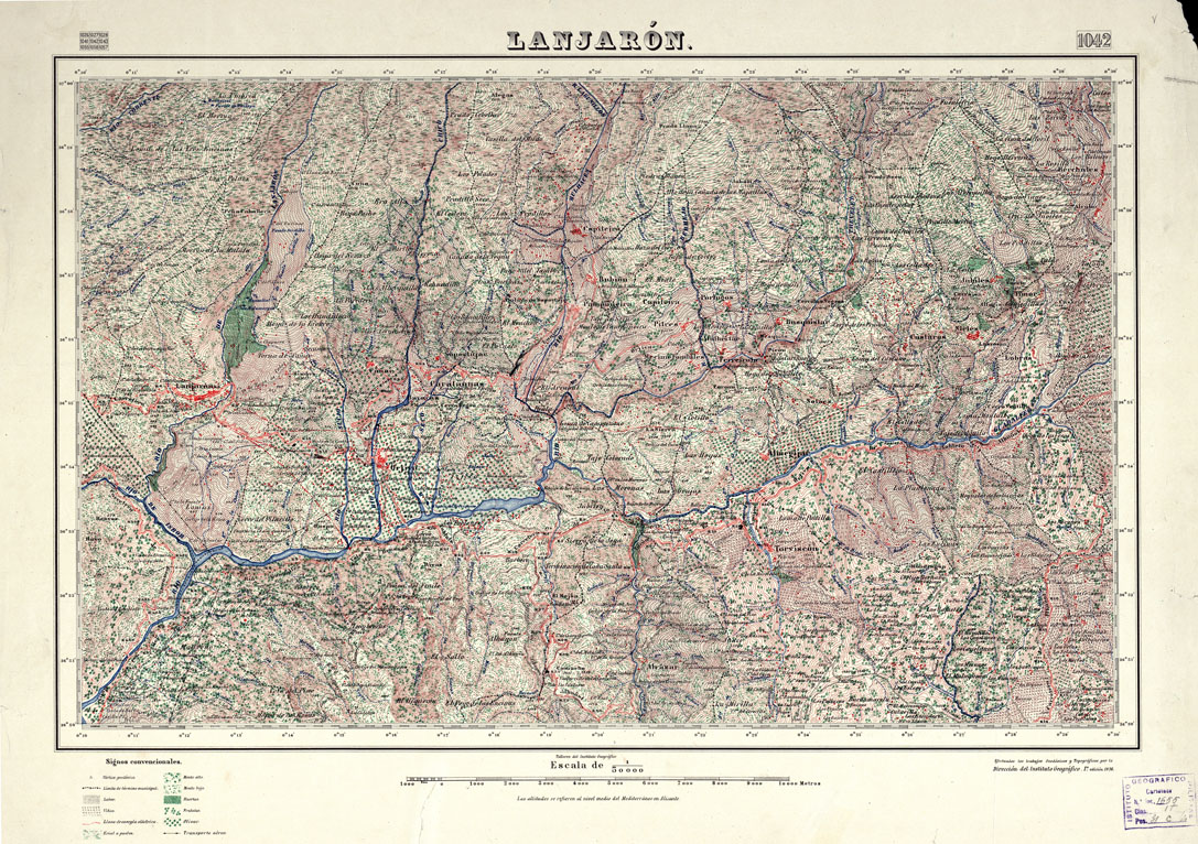 (N:18807) MAPA TOPOGRAFICO DE ESPANA - Lanjaron - Foglio 1042 (B0015252) Carte e stampe antiche: riproduzione a colori su carta (formato A1)