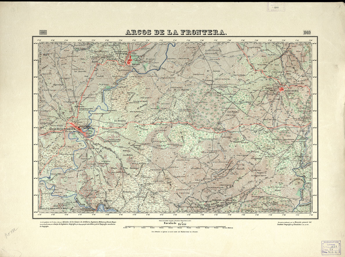 (N:18810) MAPA TOPOGRAFICO DE ESPANA - Arcos de la Frontera - Foglio 1049 (B0015255) Carte e stampe antiche: riproduzione a colori su carta (formato A1)
