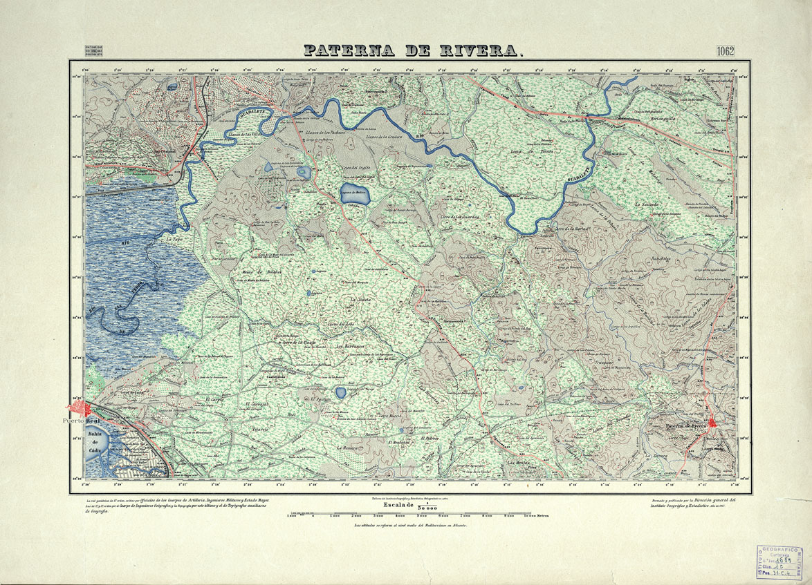(N:18820) MAPA TOPOGRAFICO DE ESPANA - Paterna de Rivera - Foglio 1062 (B0015265) Carte e stampe antiche: riproduzione a colori su carta (formato A1)