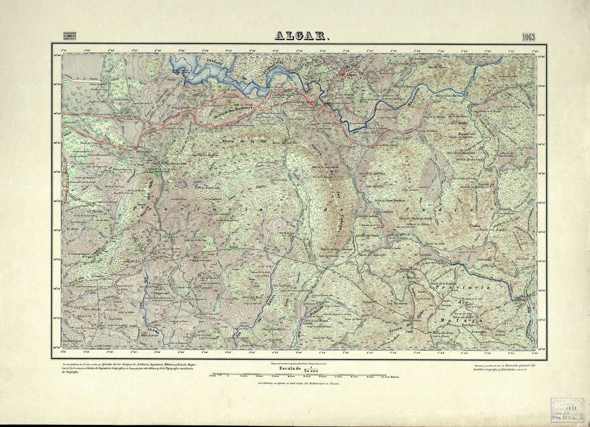 (N:18821) MAPA TOPOGRAFICO DE ESPANA - Algar - Foglio 1063 (B0015266) Carte e stampe antiche: riproduzione a colori su carta (formato A1)