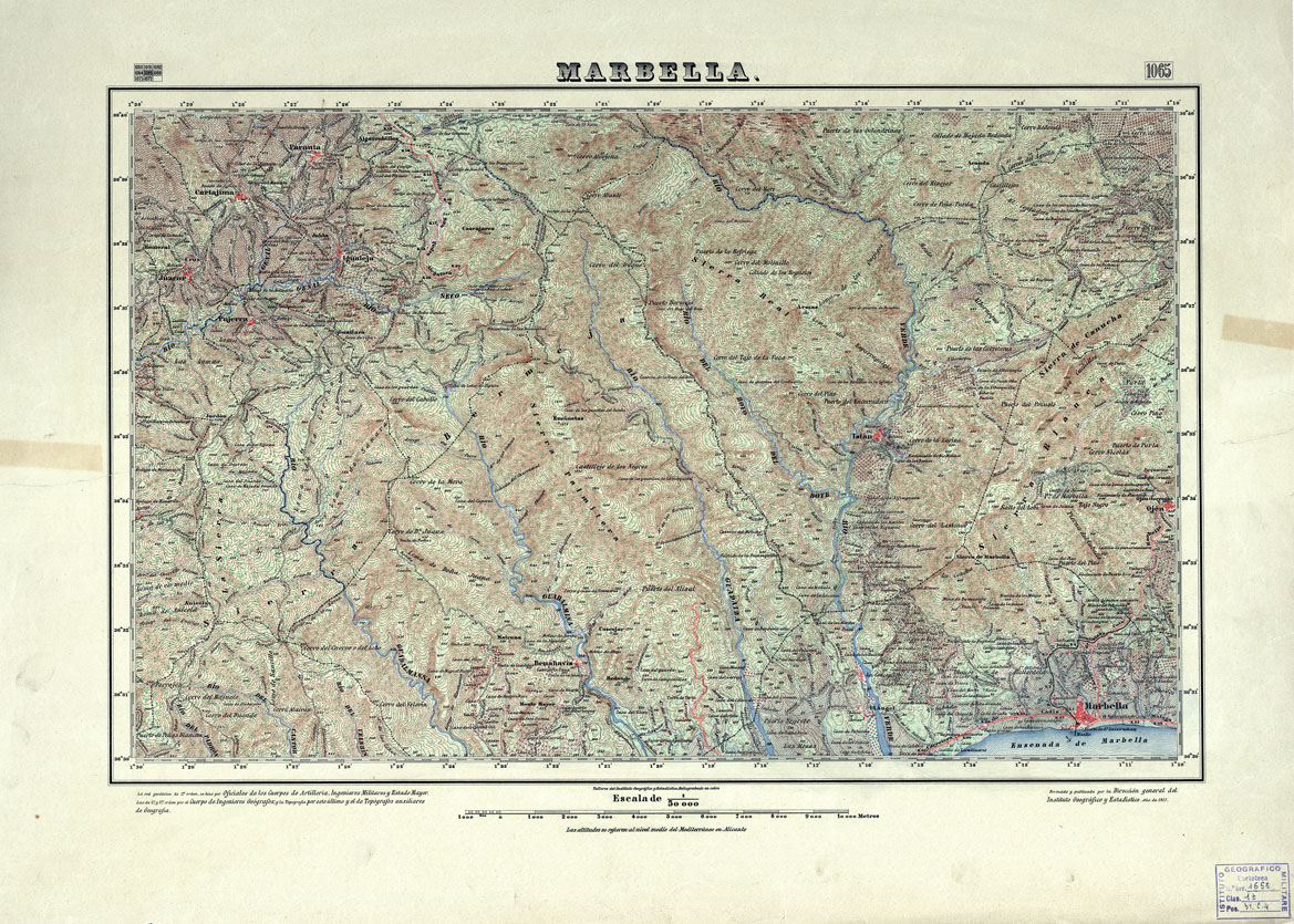 (N:18823) MAPA TOPOGRAFICO DE ESPANA - Marbella - Foglio 1065 (B0015268) Carte e stampe antiche: riproduzione a colori su carta (formato A1)