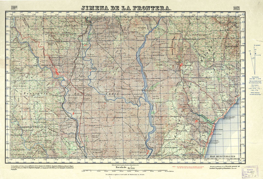 (N:18831) MAPA TOPOGRAFICO DE ESPANA - Jimena de la Frontera - Foglio 1071 (B0015276) Carte e stampe antiche: riproduzione a colori su carta (formato A1)