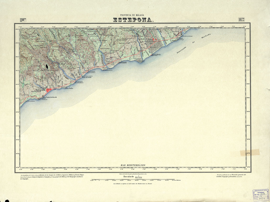 (N:18832) MAPA TOPOGRAFICO DE ESPANA - Estedona - Foglio 1072 (B0015277) Carte e stampe antiche: riproduzione a colori su carta (formato A1)