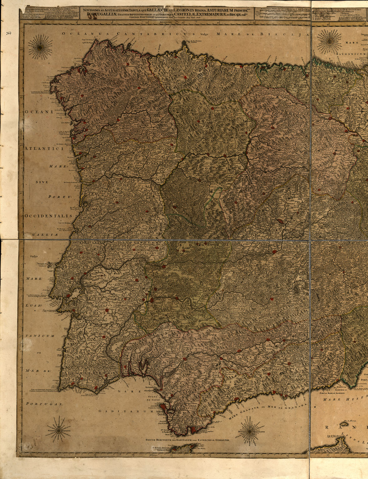 (N:18872) NOVISSIMA ET ACCURATISSIMA TABULA, QUA GALLAECIAE ET LEGIONIS REGNA. (B0015317) Carte e stampe antiche: riproduzione a colori su carta (formato A1)