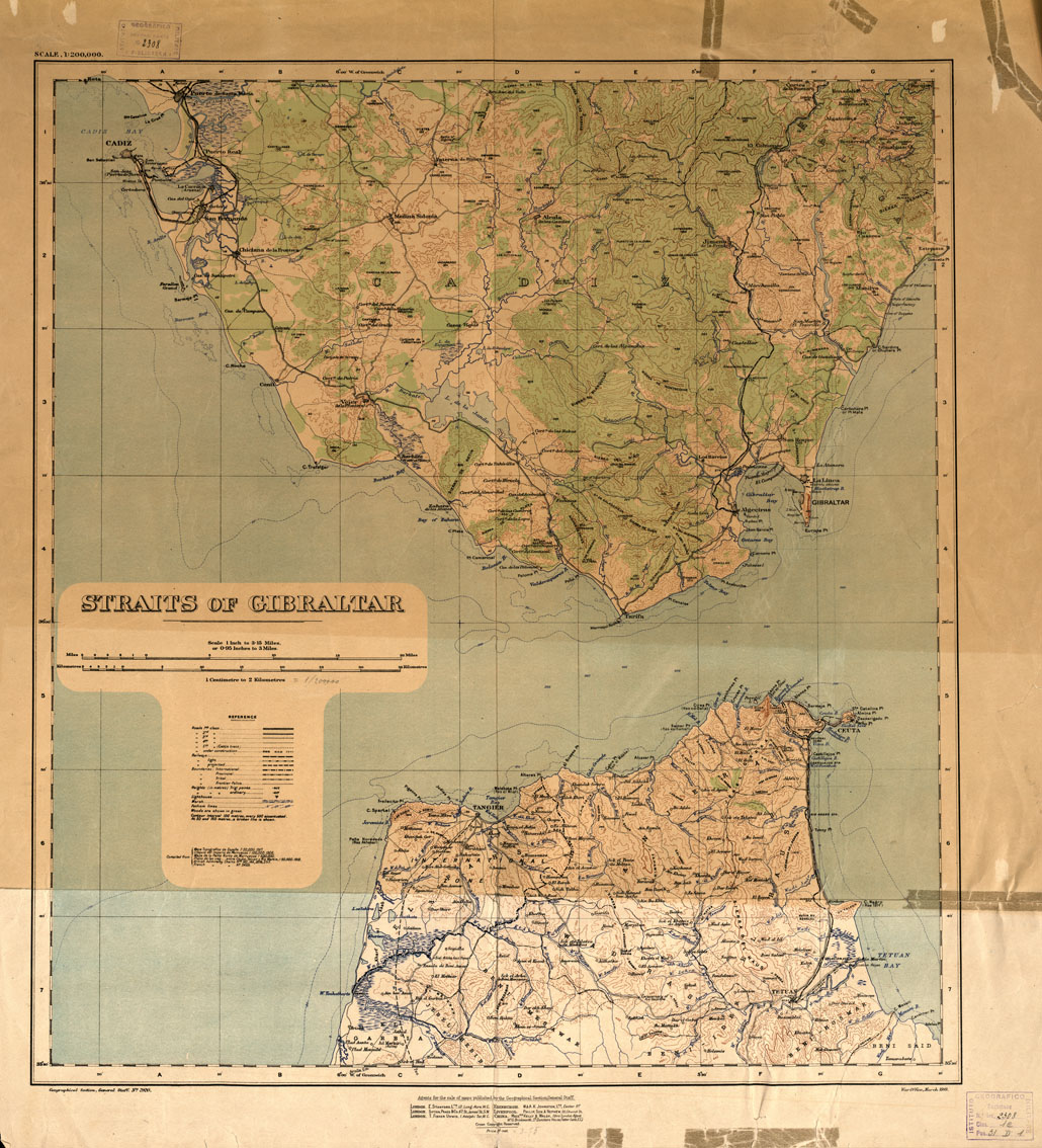 (N:18897) STRAITS OF GIBRALTAR (B0015342) Carte e stampe antiche: riproduzione a colori su carta (formato A1)